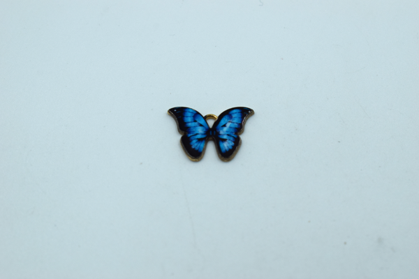 Blue And Black Shaded Butterfly Enamel Charm (10 Pcs)