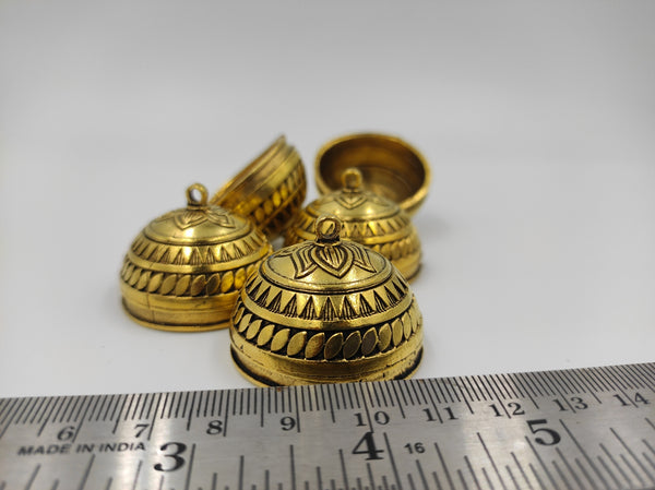 Big Size Alloy Golden Jhumka Base With Lotus Design (100 gm)