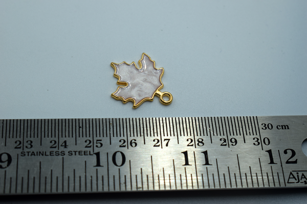 White Leaf Enamel Charm (10 Pcs)
