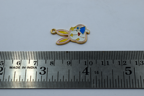 Bunny With Girl Funky Enamel Charm (10 Pcs)