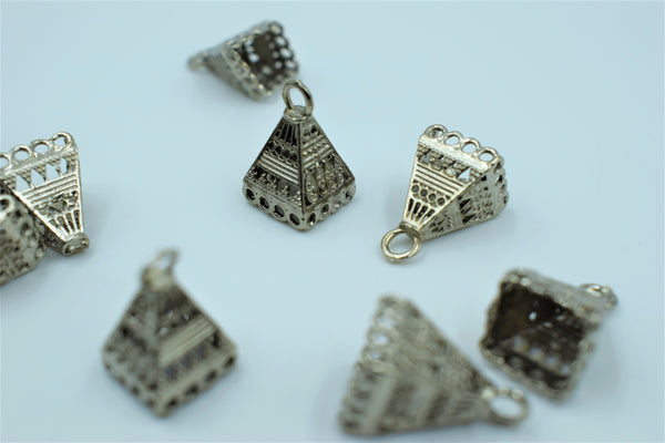 Small Size Square Base Silver Oxidised Jhumka Base (100 gm)