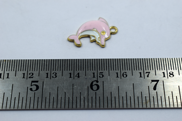 Baby Pink Ans White Dolphin Enamel Charm