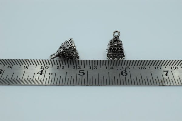 Beautiful Carving Square Base Silver Oxidised Jhumka (100 gm)