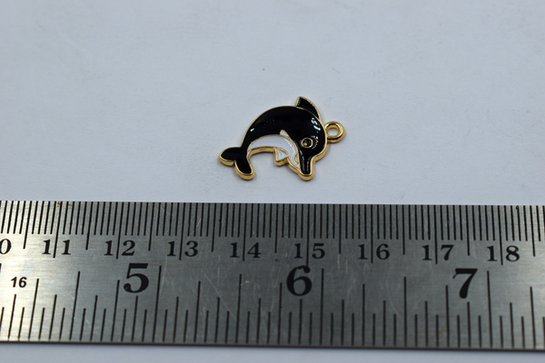 Black And White Dolphin Charm (10 Pcs)