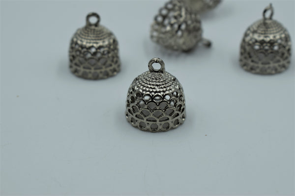 Jali Design Round Silver Oxidised Jhumka (100 gm)