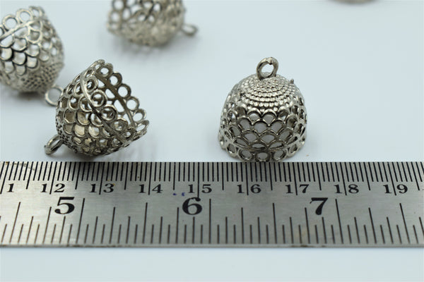 Jali Design Round Silver Oxidised Jhumka (100 gm)