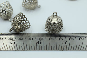 Jali Design Round Silver Oxidised Jhumka (100 gm)