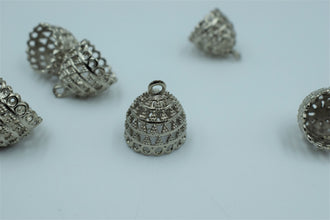 Jali Design Round Silver Oxidised Jhumka With Detailing (100 gm)
