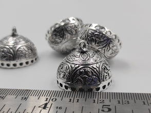 Silver Oxidised Jhumka With Flower Detailing Having Antique look (100 gm)