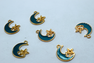 Moon Star Enamel Charm (10 Pcs)