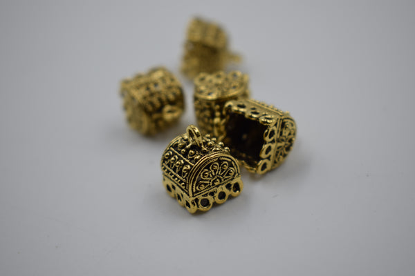 Small Size Alloy Golden Rectangle Jhumka Base With Brief Detailing (100 gm)