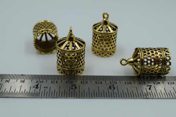 Medium Size Alloy Golden Cylinderical Jhumka Base (100 gm)