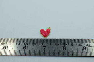 Pink Color Heart Enamel Charm (10 Pcs)