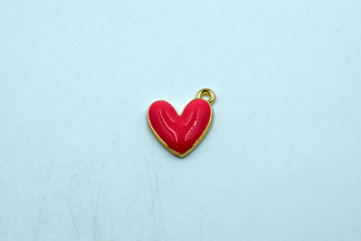 Pink Color Heart Enamel Charm (10 Pcs)