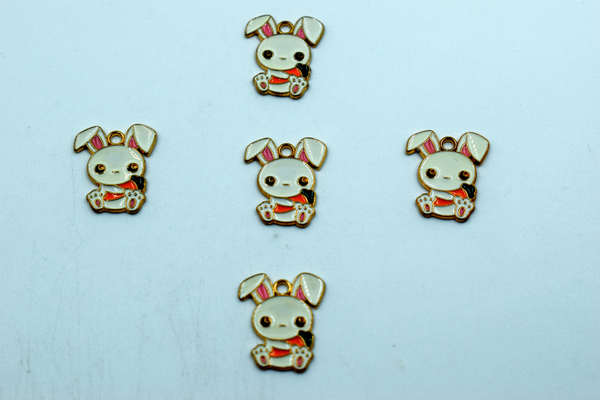 Cute Bunny With Carrot Enamel Charm(10 Pcs)