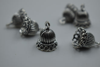 Small Size Alloy Silver Jhumka Base With Fine Texture (100 gm)