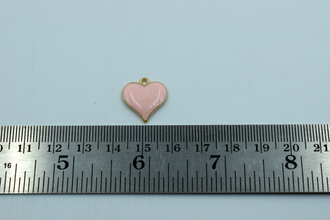 Baby Pink Color Heart Enamel Charms (10 Pcs)