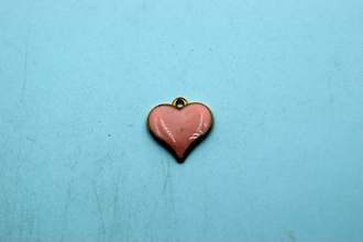 Baby Pink Color Heart Enamel Charms (10 Pcs)