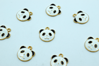 Cute Panda Face Enamel Charm (10 Pc)