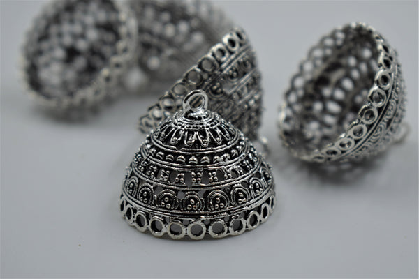 Big Size Alloy Silver Jhumka Base With Beautiful Design (100 gm)