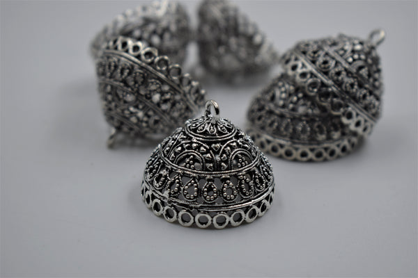 Big Size Alloy Silver Jhumka Base With Beautiful Design (100 gm)