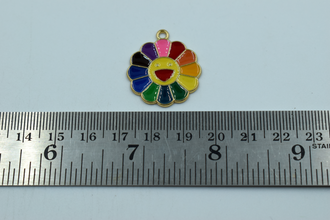 Beautiful Rainbow Color Flower Enamel Charm (10 Pcs)