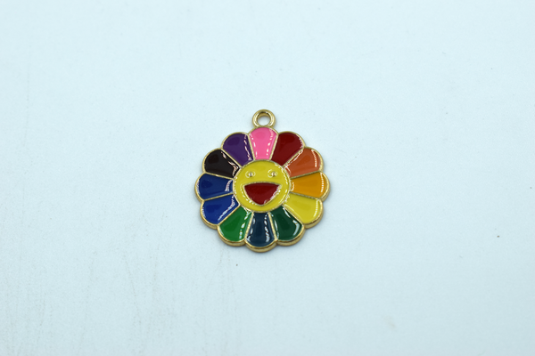 Beautiful Rainbow Color Flower Enamel Charm (10 Pcs)