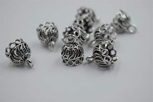 Small Size Alloy Silver Jhumka Base With Carving (100 gm)