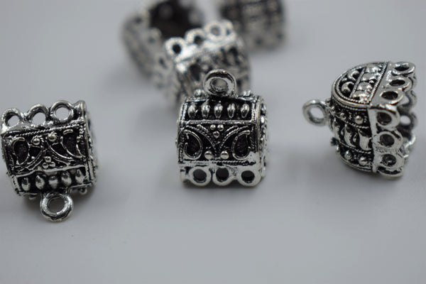 Small Size Alloy Silver Rectangle Jhumka Base With Fine Carving (100 gm)