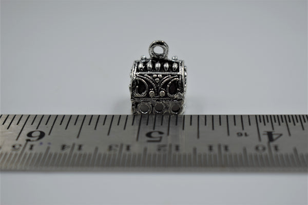 Small Size Alloy Silver Rectangle Jhumka Base With Fine Carving (100 gm)