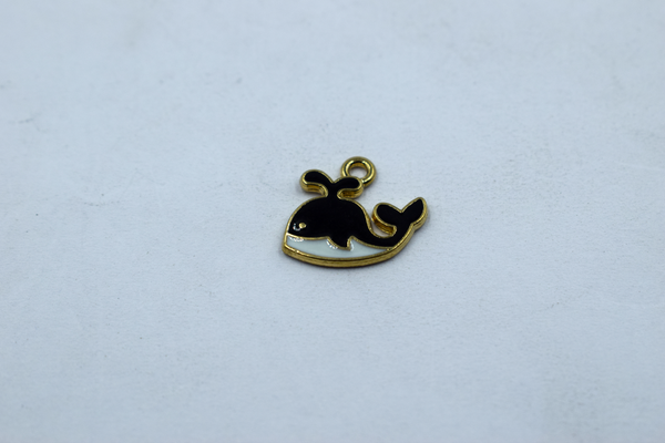 Black And White Cute Whale Enamel Charm (10 PCs)