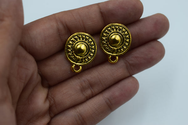 Rpund Golden Oxidised Ear Stud (100 gm)