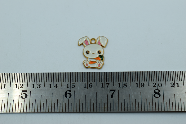 Cute Bunny With Carrot Enamel Charm(10 Pcs)