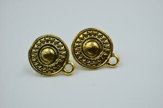 Rpund Golden Oxidised Ear Stud (100 gm)