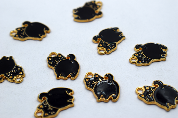 Cute Black Cat Enamel Charm (10 Pcs)