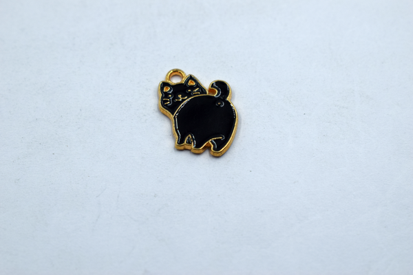 Cute Black Cat Enamel Charm (10 Pcs)