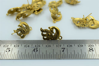 Beautiful Peacock Design Golden Oxidised Ear Stud (100 gm)