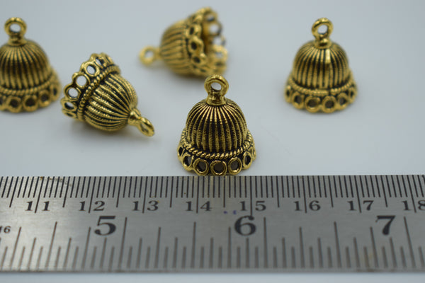 Small Size Alloy Golden Jhumka Base With Beautiful Carving