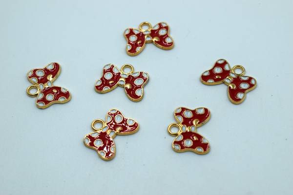 Red Bow Enamel Charm (10 Pcs)