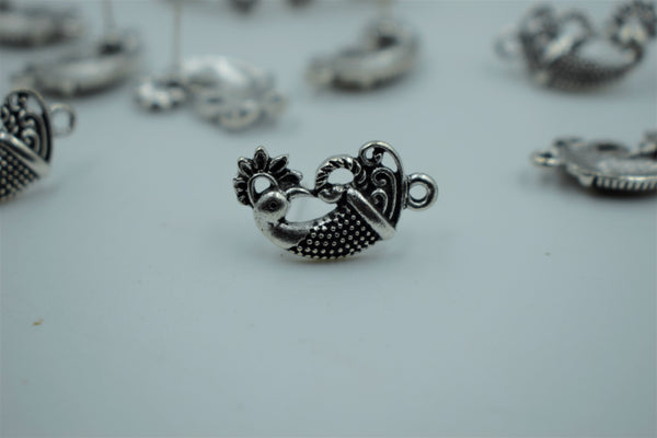 Beautiful Peacock Design Silver Oxidised Ear Stud (100 gm)
