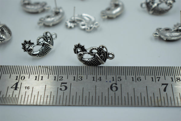Beautiful Peacock Design Silver Oxidised Ear Stud (100 gm)