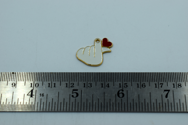 Cute Hand With Heart Enamel Charm (10 Pcs)