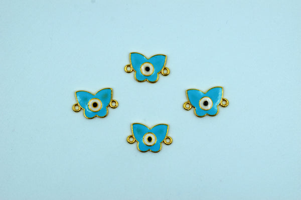 Butterfly Shape Sky Blue Color Evil Eye Rakhi pendant