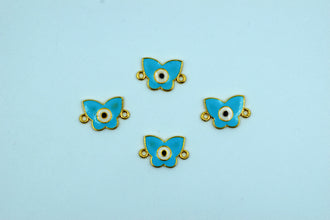 Butterfly Shape Sky Blue Color Evil Eye Rakhi pendant