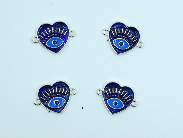 Heart Shape Navy Blue Color Evil Eye Rakhi pendant With Silver Color Base (Pack of 12)