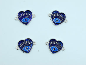 Heart Shape Navy Blue Color Evil Eye Rakhi pendant With Silver Color Base (Pack of 12)