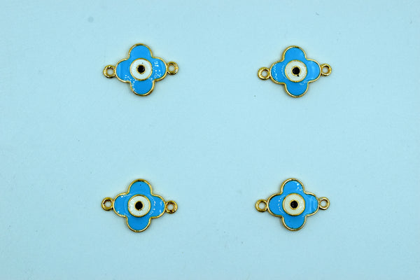 Sky Blue Color Flower Design Evil Eye Rakhi pendant (Pack of 12)