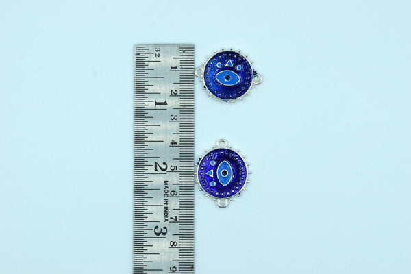 Round Unique Design Navy Blue Rakhi pendant With Silver Color Base (Pack of 12)