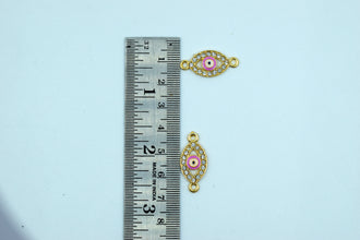 Stone Studded Pink color Eye Shaped Evil Eye Rakhi pendant (Pack of 12)