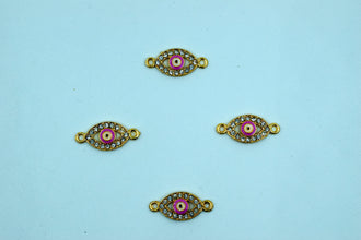 Stone Studded Pink color Eye Shaped Evil Eye Rakhi pendant (Pack of 12)